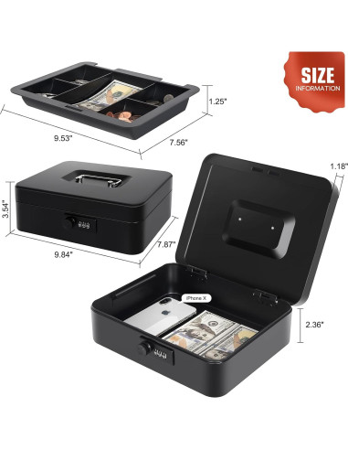 Caja de Dinero Goehiaul con Cerradura de Combinación 25x20x9cm