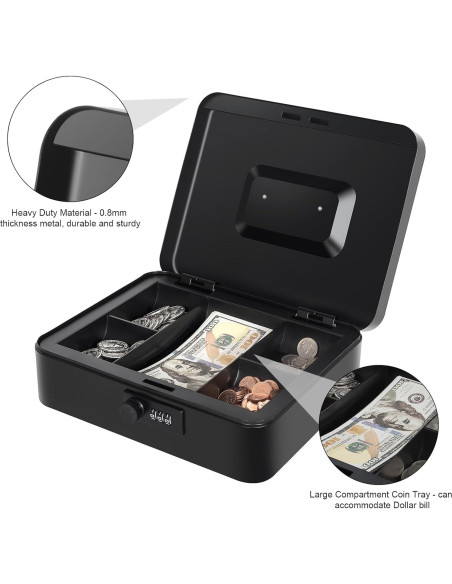 Caja de Dinero Goehiaul con Cerradura de Combinación 25x20x9cm