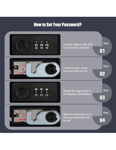 Caja de Dinero Goehiaul con Cerradura de Combinación 25x20x9cm
