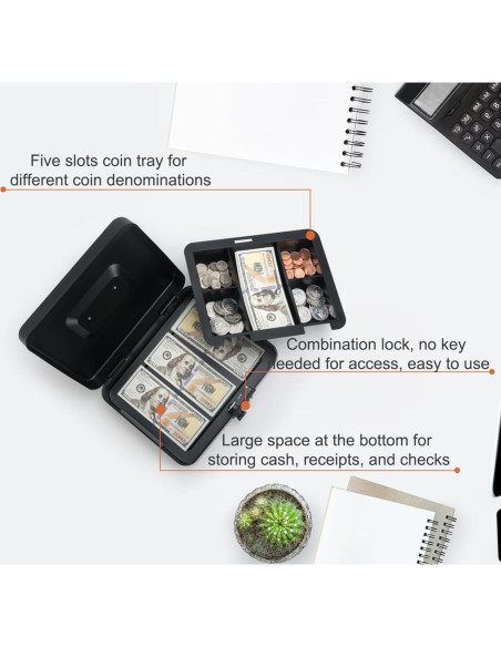 Caja de Dinero Goehiaul con Cerradura de Combinación 25x20x9cm