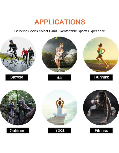 Cinta para el cabello Calbeing negra, talla única, absorción de sudor