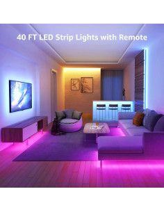 Tira LED RGB 12m Lepro con control remoto 44 teclas 24V 2