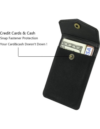 Billetera de cuero autoadhesiva FRIFUN para tarjetas - Negro