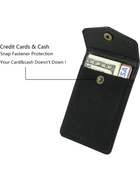 Billetera de cuero autoadhesiva FRIFUN para tarjetas - Negro