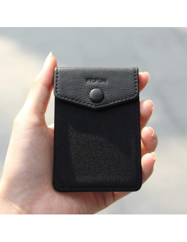 Billetera de cuero autoadhesiva FRIFUN para tarjetas - Negro