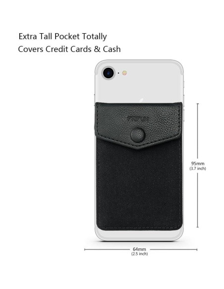 Billetera de cuero autoadhesiva FRIFUN para tarjetas - Negro