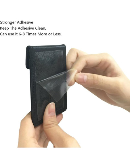 Billetera de cuero autoadhesiva FRIFUN para tarjetas - Negro