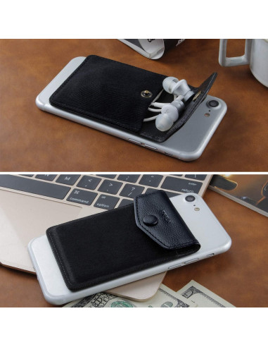 Billetera de cuero autoadhesiva FRIFUN para tarjetas - Negro