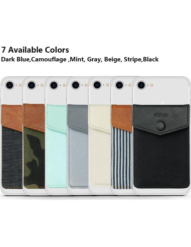 Billetera de cuero autoadhesiva FRIFUN para tarjetas - Negro