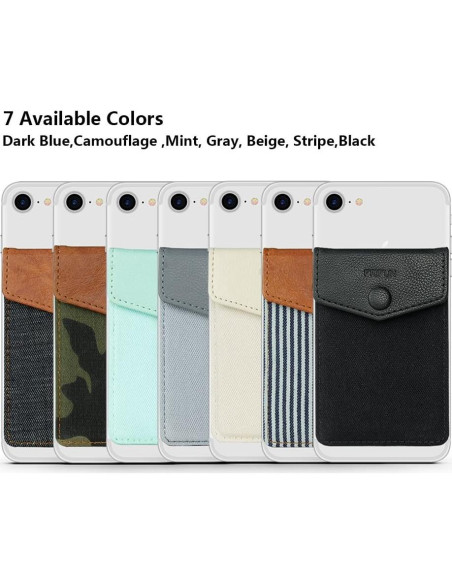 Billetera de cuero autoadhesiva FRIFUN para tarjetas - Negro