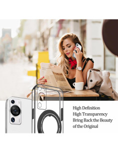 Funda Huawei P60 Pro Silicona Transparente Soporte Magnético 2