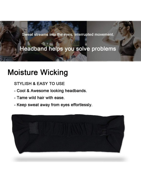 Cinta para el cabello Calbeing negra, talla única, absorción de sudor