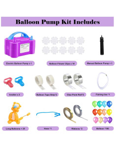 Bomba de Globos Eléctrica QIPUMP con 100 Globos y Accesorios 2