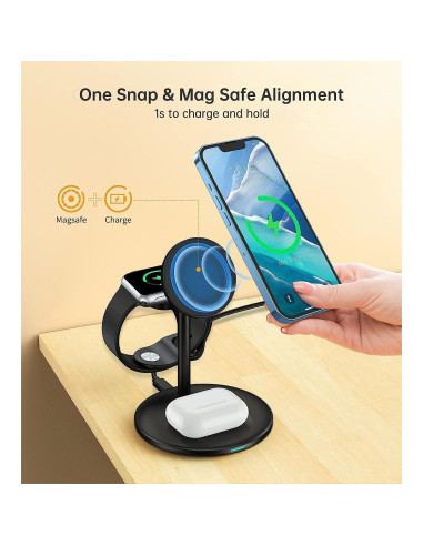 Estación de Carga Inalámbrica 3 en 1 XooFly con Adaptador 20W