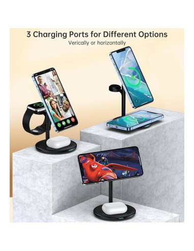 Estación de Carga Inalámbrica 3 en 1 XooFly con Adaptador 20W