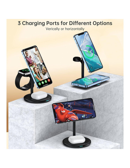 Estación de Carga Inalámbrica 3 en 1 XooFly con Adaptador 20W