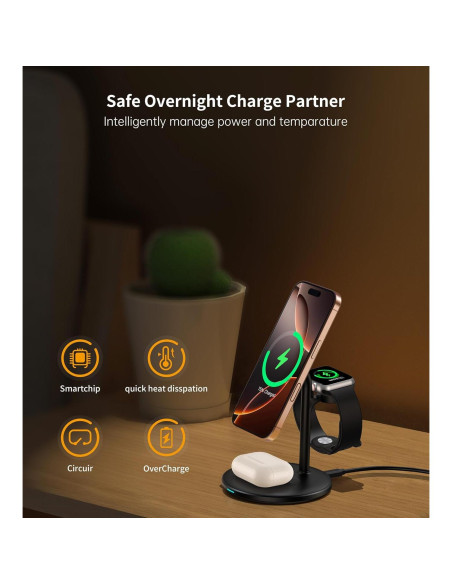 Estación de Carga Inalámbrica 3 en 1 XooFly con Adaptador 20W