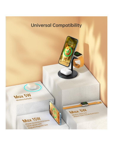 Estación de Carga Inalámbrica 3 en 1 XooFly con Adaptador 20W
