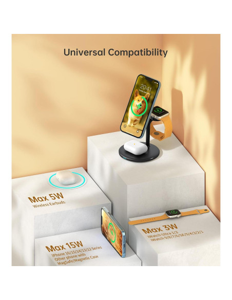 Estación de Carga Inalámbrica 3 en 1 XooFly con Adaptador 20W