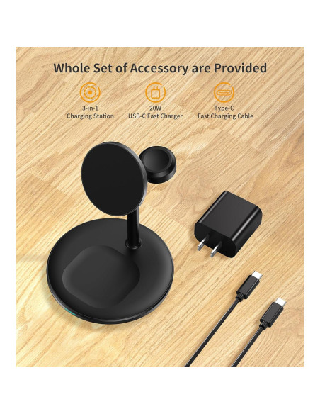 Estación de Carga Inalámbrica 3 en 1 XooFly con Adaptador 20W