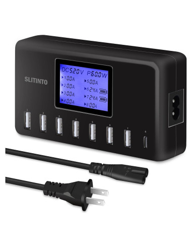 Cargador USB Slitinto 60W 8 Puertos con Pantalla LCD