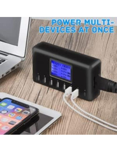 Cargador USB Slitinto 60W 8 Puertos con Pantalla LCD