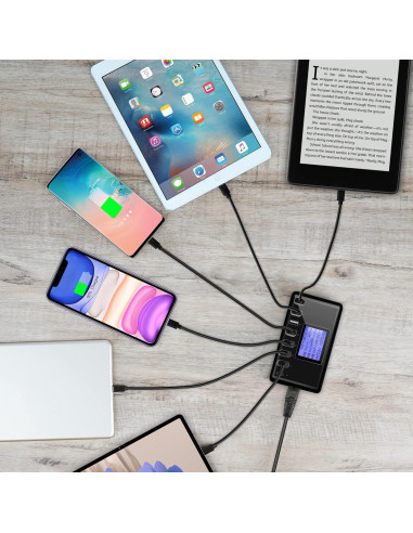 Cargador USB Slitinto 60W 8 Puertos con Pantalla LCD