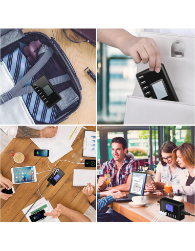 Cargador USB Slitinto 60W 8 Puertos con Pantalla LCD