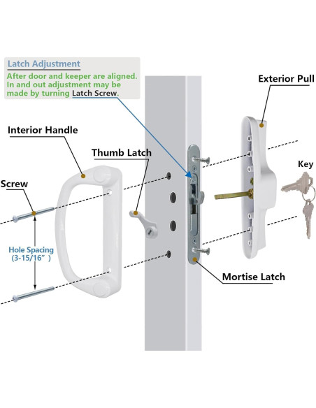 Juego de Manija de Puerta Deslizante Eockatoo con Cerradura