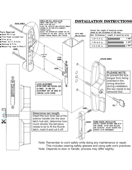 Juego de Manija de Puerta Deslizante Eockatoo con Cerradura