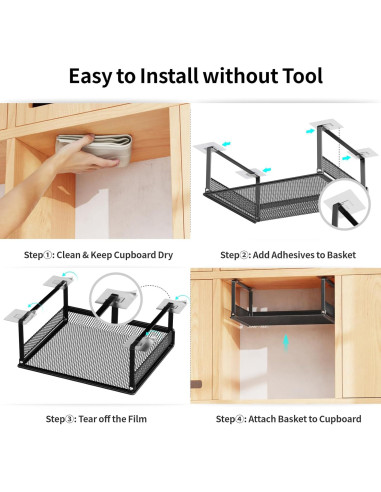 Cesta Bajo Estante iSPECLE - Paquete de 4 Cestas 30.5x25.1 cm