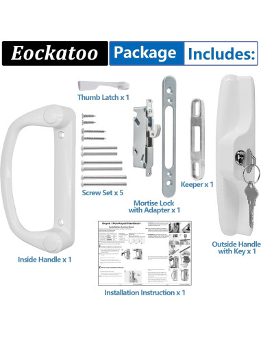 Juego de Manija de Puerta Deslizante Eockatoo con Cerradura