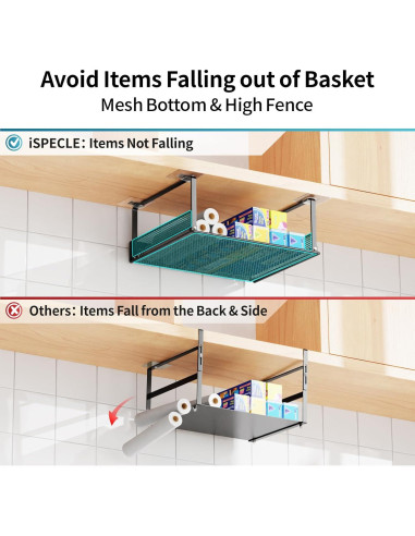 Cesta Bajo Estante iSPECLE - Paquete de 4 Cestas 30.5x25.1 cm