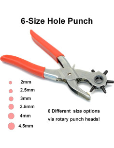 Perforador de Agujeros de Cuero YYAALOA 6 Tamaños 2-4.5mm 2