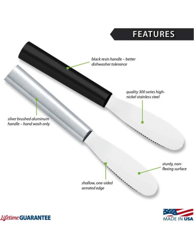 Cuchillo para Untar RADA Negro 8.57 cm Hoja Serrada