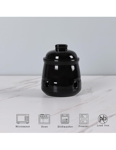 Conservador de Ajo Mini HAOTOP de Cerámica con Tapa Negra