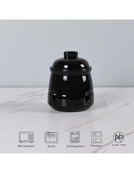 Conservador de Ajo Mini HAOTOP de Cerámica con Tapa Negra