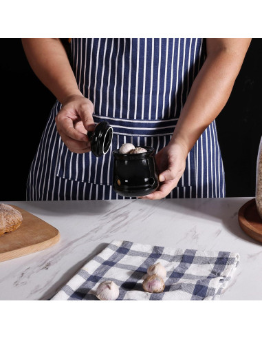 Conservador de Ajo Mini HAOTOP de Cerámica con Tapa Negra