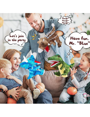 3 Marionetas de Mano de Dinosaurio de Peluche Noetoy 26.67 cm