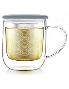 Taza de Infusión Teabloom Azul Brumoso 355 ml Doble Pared