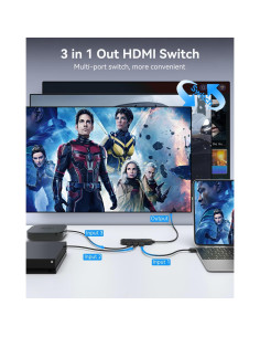 Conmutador HDMI 4K@60Hz Vilcome 3 en 1 para TV y Consolas 2