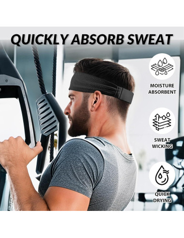 Cinta para la cabeza Sukeen negra antideslizante para sudor