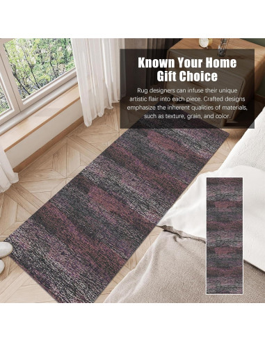 Alfombra de área lavable RUGSURE 0.76x2.44m Borgoña