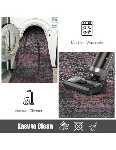 Alfombra de área lavable RUGSURE 0.76x2.44m Borgoña