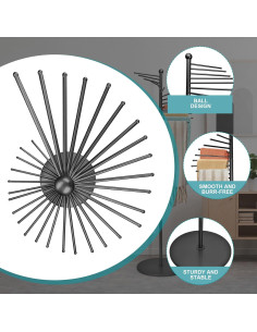 Soporte para Bufandas Vrietina de Metal 30 Varillas 170cm Negro 2