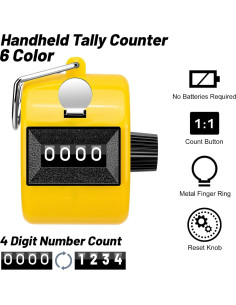 Contador Manual Mecánico ALDMIO 4 Dígitos 6 Piezas Colores 2