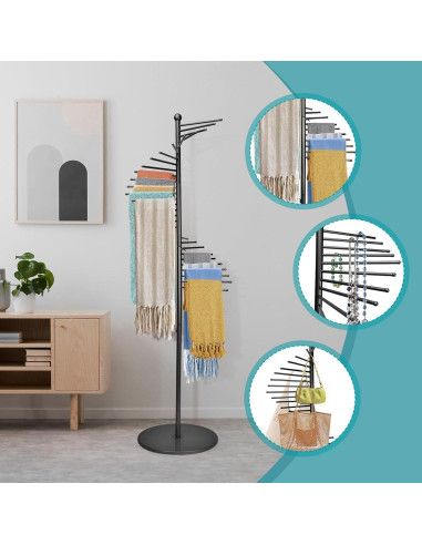 Soporte para Bufandas Vrietina de Metal 30 Varillas 170cm Negro