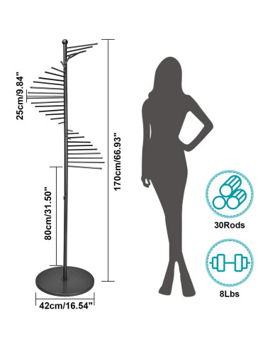 Soporte para Bufandas Vrietina de Metal 30 Varillas 170cm Negro