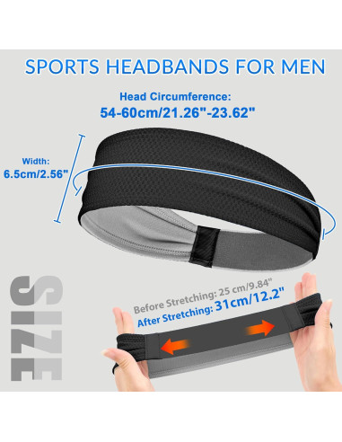 Cinta para la cabeza Sukeen negra antideslizante para sudor