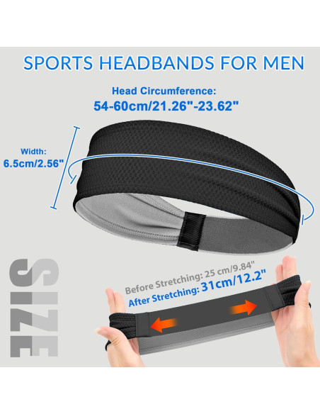 Cinta para la cabeza Sukeen negra antideslizante para sudor
